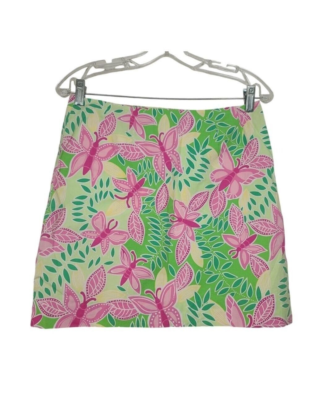 Lilly Pulitzer Butterfly Pink Green Yellow Skirt 4